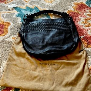 Beautiful Bottega Veneta black leather hobo.